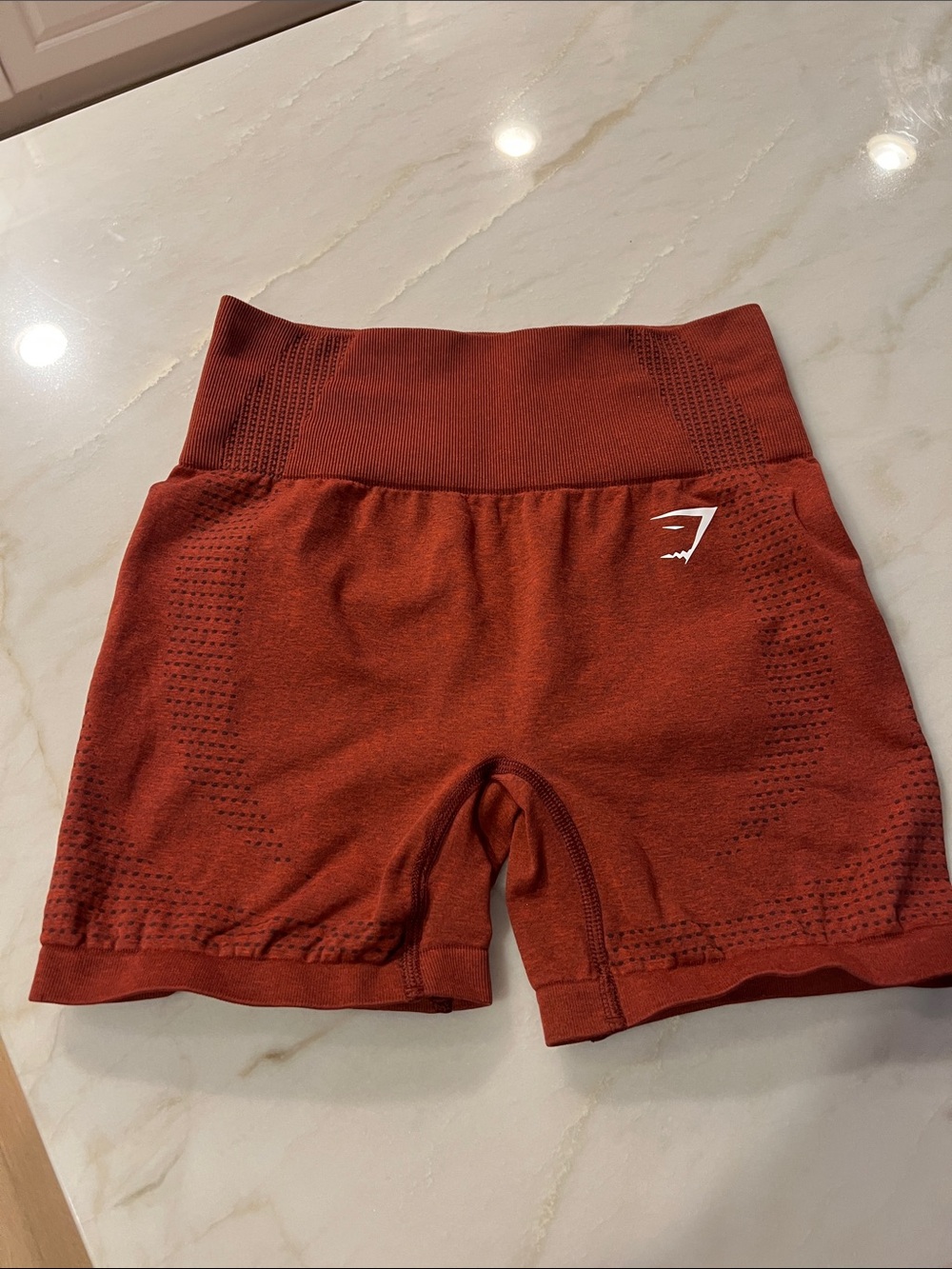 Gymshark High-Waist Seamless Bike Shorts — Rust Red